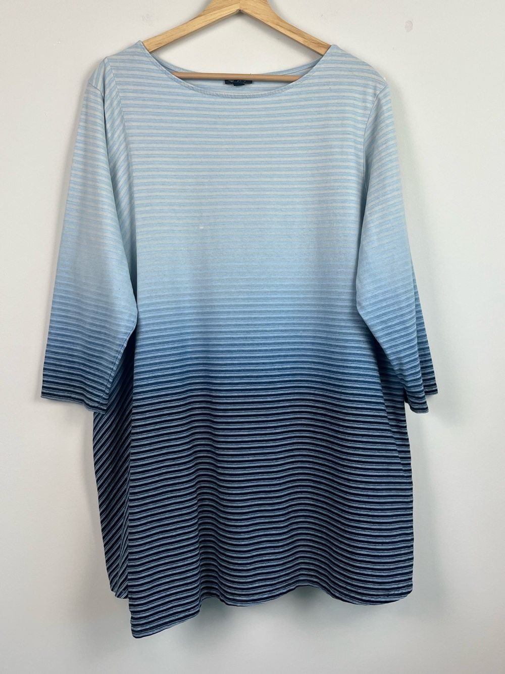 J.Jill Indigo PureJill blue ombré striped asymmetric hem tunic top, size 2X.